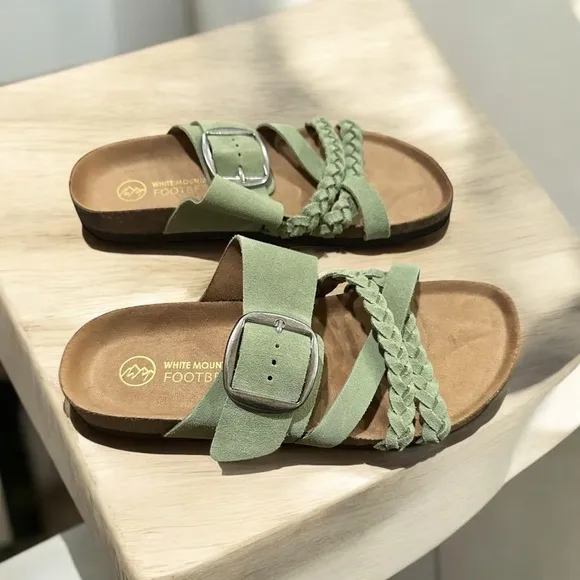 White Mountain Women’s Healing Footbed Sandal - Size 9M, Color: Sage Green