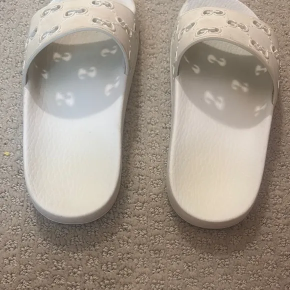 White Slide Sandals with Logo