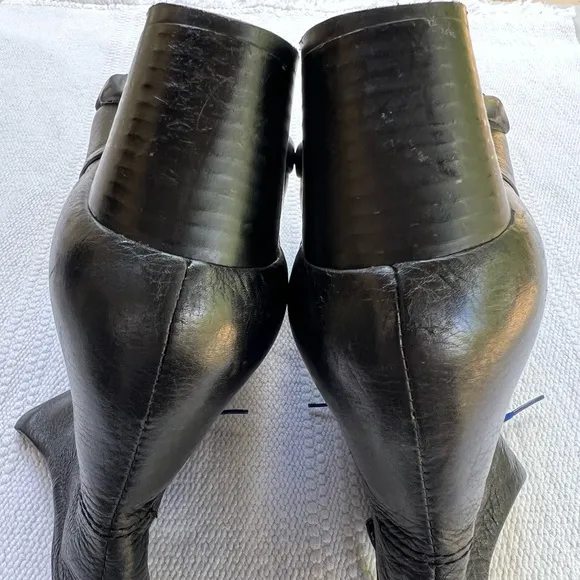 Wolky Black Leather Heel Ankle Boots Lace Up 41