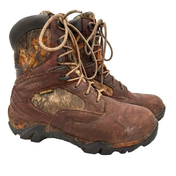 Wolverine Gore Tex Leather Camo High Top McKay Lace Up Boots Size 7EW Extra Wide