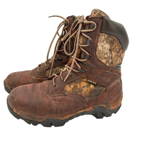 Wolverine Gore Tex Leather Camo High Top McKay Lace Up Boots Size 7EW Extra Wide