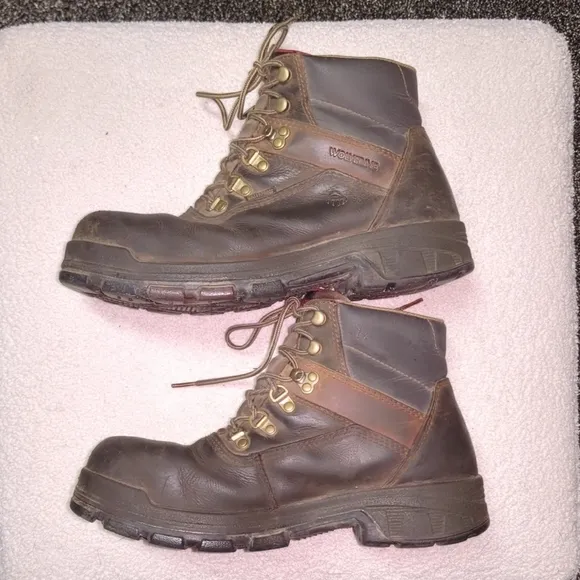 Wolverine Men's Steel Toe Leather Work Boots – Waterproof &amp; Durable – Size 9.5