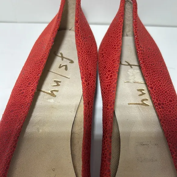 Women’s 7 Vintage red/black designer flats leather rounded toe ballet flat shoe