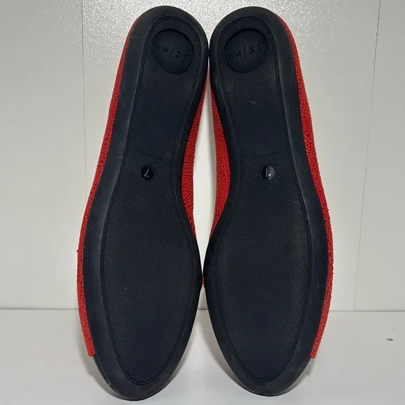 Women’s 7 Vintage red/black designer flats leather rounded toe ballet flat shoe