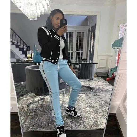 Womens Cropped Bomber Jacket Long Sleeve Button Down Baseball Varsity Fall