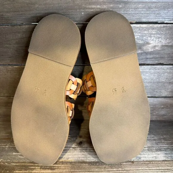 Womens Farm Rio Tan‎ Vegan Leather Casual Circle Woven Slides Sandals Size 5 M