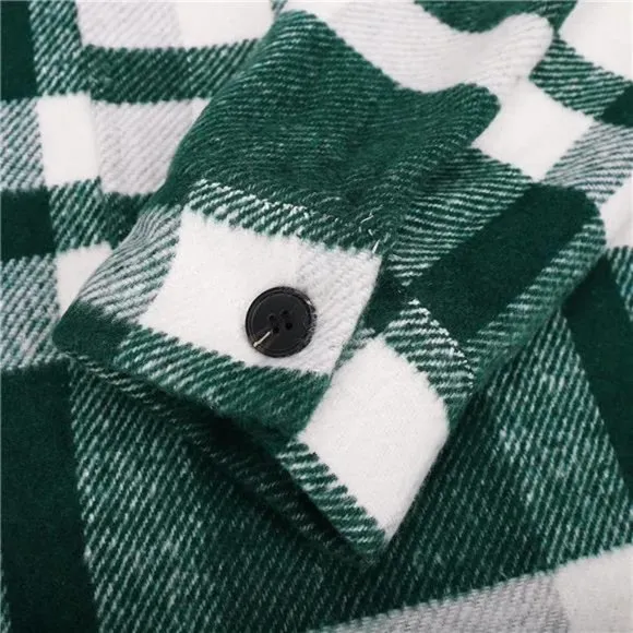 WOMEN'S flannel plaid jacket long sleeve, green