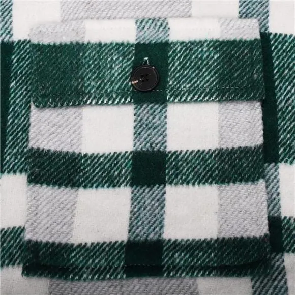 WOMEN'S flannel plaid jacket long sleeve, green