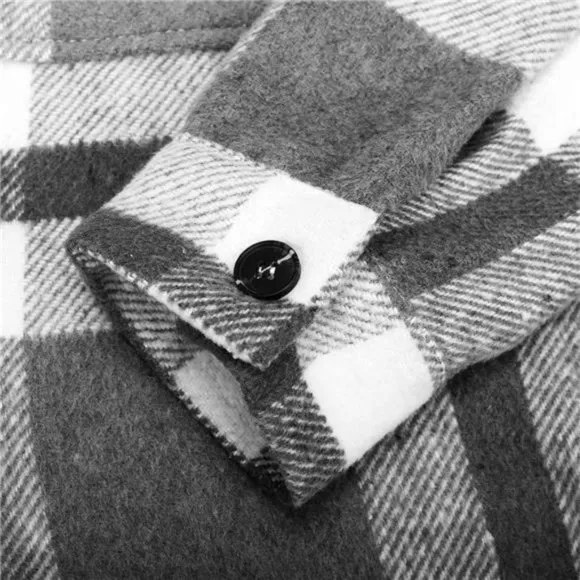 Women's Flannel Plaid Jacket Long Sleeve, Grey