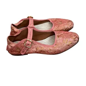 Women's Free People Evie Mary Jane Pink Brocade Lace Convertible Flats In Pink