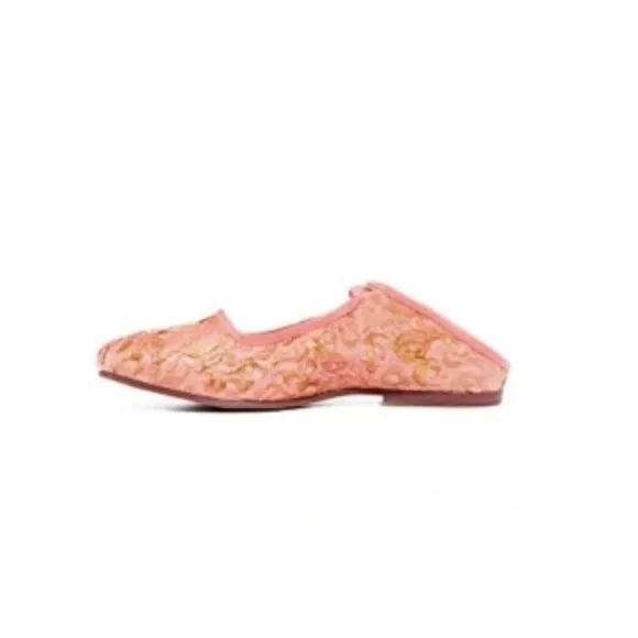 Women's Free People Evie Mary Jane Pink Brocade Lace Convertible Flats In Pink