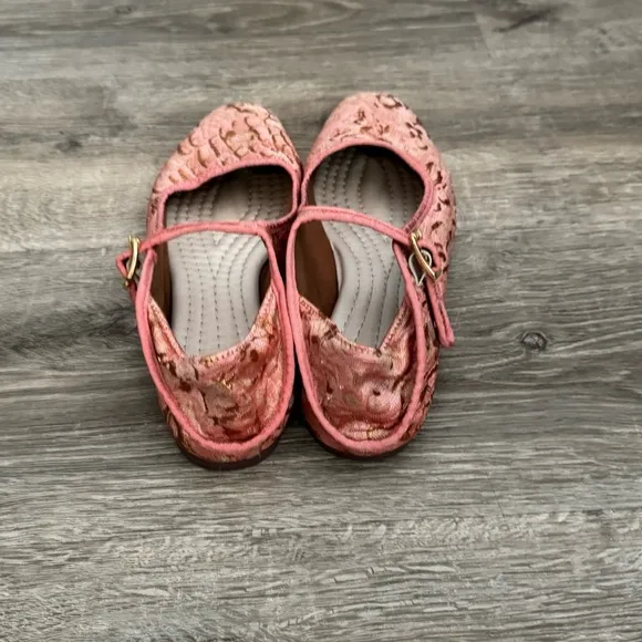 Women's Free People Evie Mary Jane Pink Brocade Lace Convertible Flats In Pink
