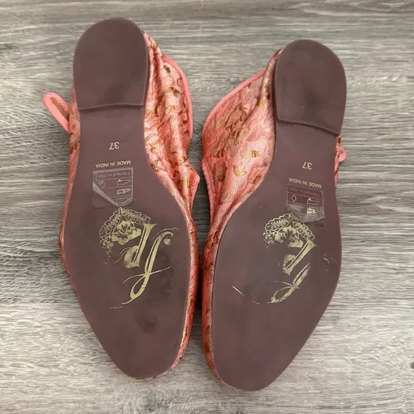 Women's Free People Evie Mary Jane Pink Brocade Lace Convertible Flats In Pink