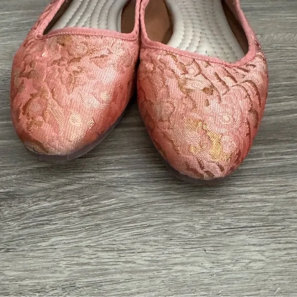 Women's Free People Evie Mary Jane Pink Brocade Lace Convertible Flats In Pink