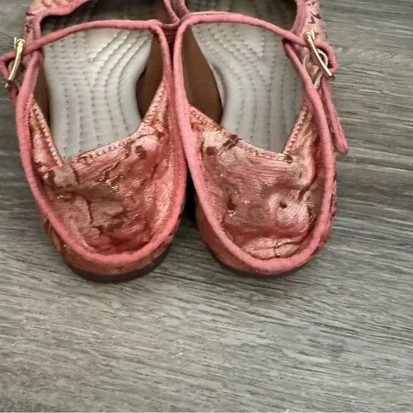 Women's Free People Evie Mary Jane Pink Brocade Lace Convertible Flats In Pink