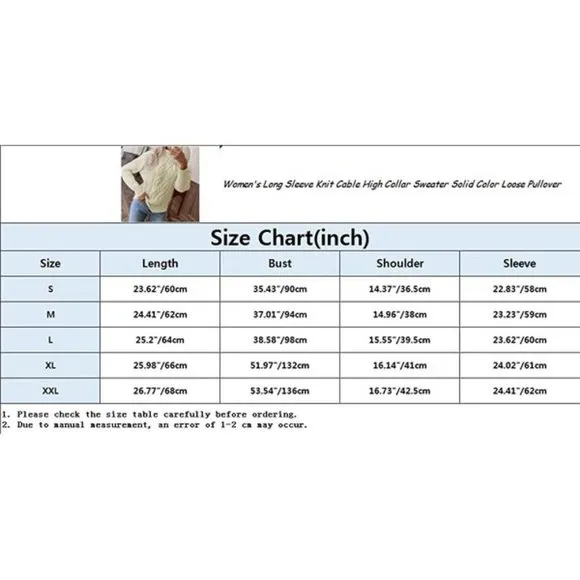 WOMEN'S Long Sleeve Knit Cable High Collar Sweater - Blue
