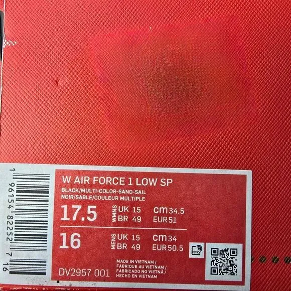 Womens Nike Air Force 1 Low SP Premium Goods The Sophia Size 17.5/16M DV2957-001