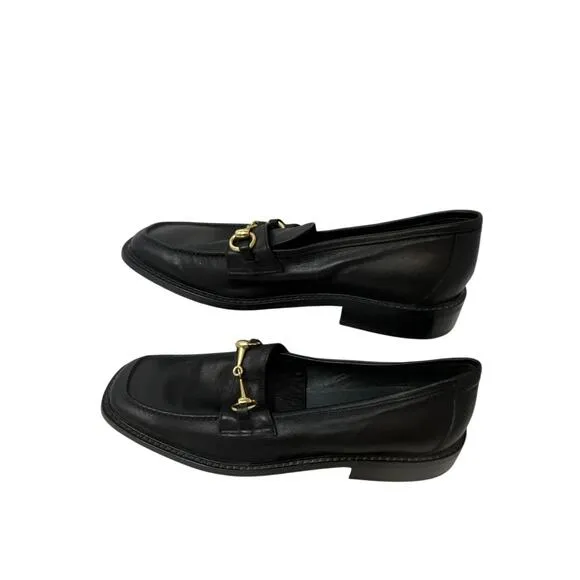 Women's Size EUR 40 NEW Galo Black Leather Loafers Horsebit Equestrian Shoe