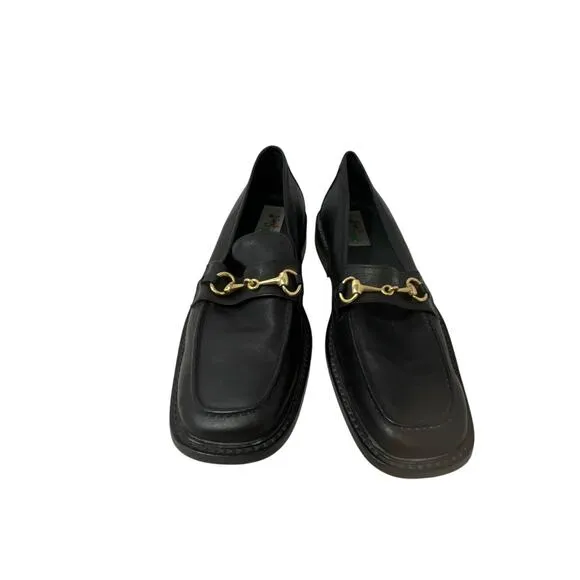 Women's Size EUR 40 NEW Galo Black Leather Loafers Horsebit Equestrian Shoe