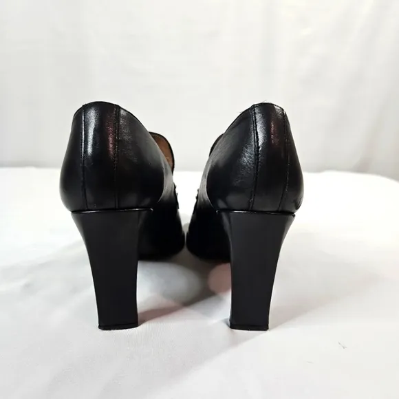 Wonders Black Leather Loafers Size 8