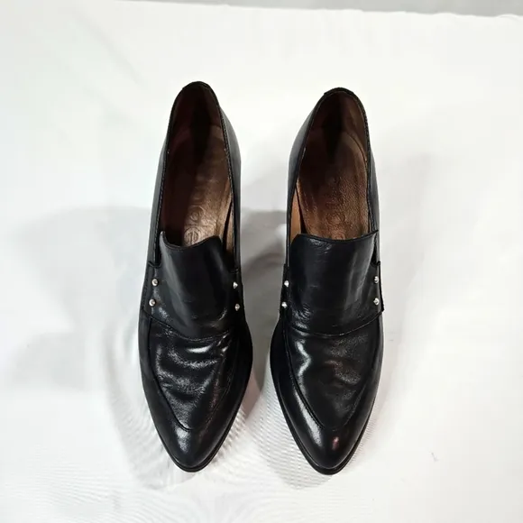 Wonders Black Leather Loafers Size 8