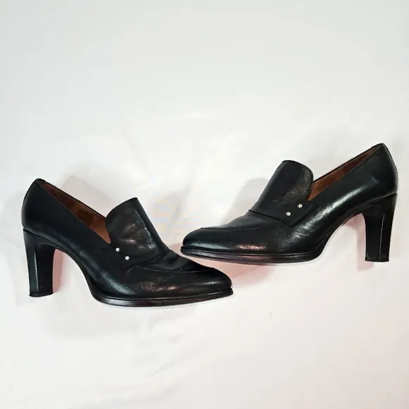 Wonders Black Leather Loafers Size 8