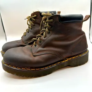 Y2K Dr Martens Crazy Horse 6-Eye Boots Brown Leather Made In England Mens 11