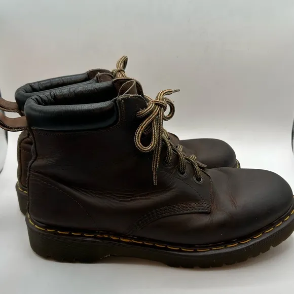 Y2K Dr Martens Crazy Horse 6-Eye Boots Brown Leather Made In England Mens 11