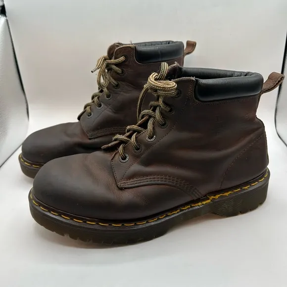 Y2K Dr Martens Crazy Horse 6-Eye Boots Brown Leather Made In England Mens 11