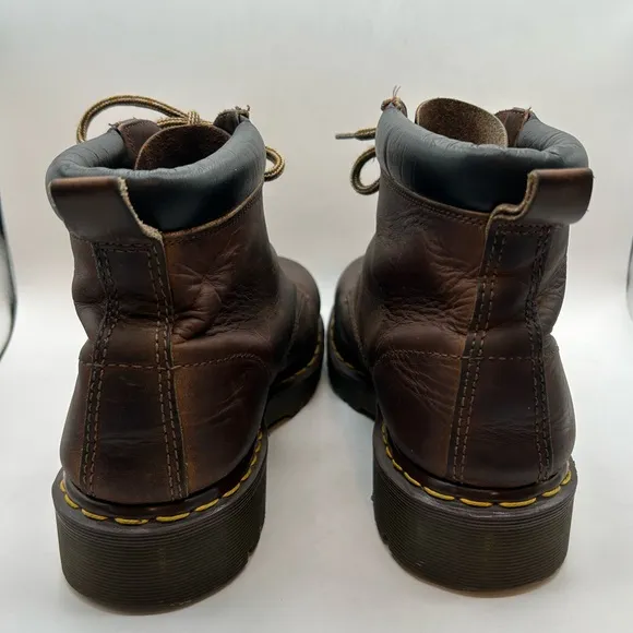 Y2K Dr Martens Crazy Horse 6-Eye Boots Brown Leather Made In England Mens 11