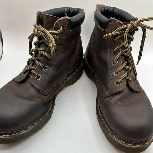 Y2K Dr Martens Crazy Horse 6-Eye Boots Brown Leather Made In England Mens 11