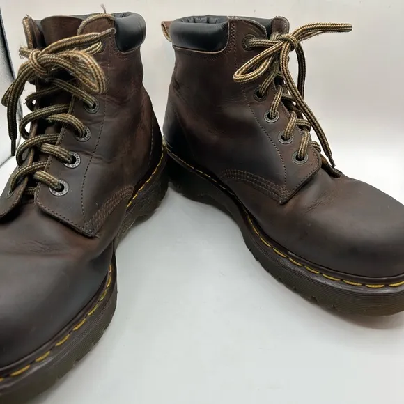 Y2K Dr Martens Crazy Horse 6-Eye Boots Brown Leather Made In England Mens 11