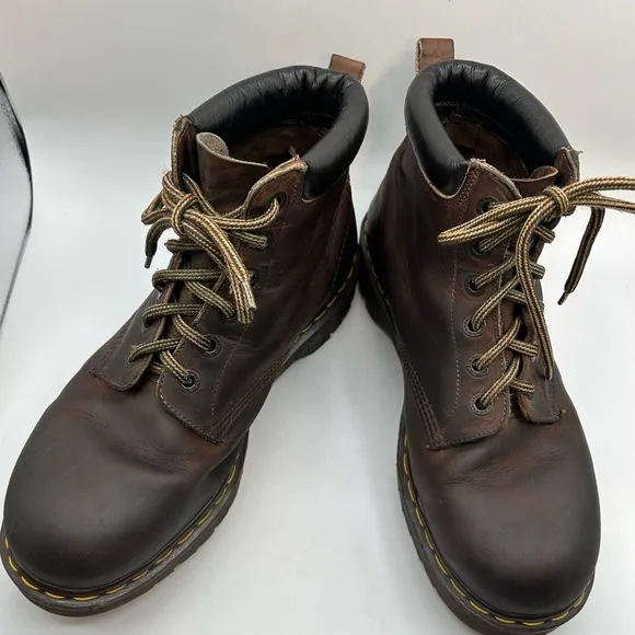 Y2K Dr Martens Crazy Horse 6-Eye Boots Brown Leather Made In England Mens 11