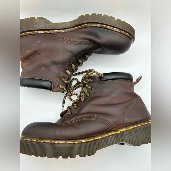 Y2K Dr Martens Crazy Horse 6-Eye Boots Brown Leather Made In England Mens 11