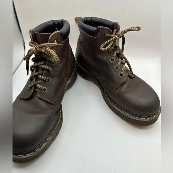 Y2K Dr Martens Crazy Horse 6-Eye Boots Brown Leather Made In England Mens 11