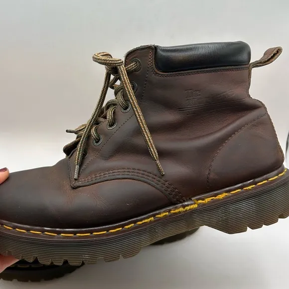Y2K Dr Martens Crazy Horse 6-Eye Boots Brown Leather Made In England Mens 11