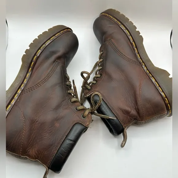 Y2K Dr Martens Crazy Horse 6-Eye Boots Brown Leather Made In England Mens 11