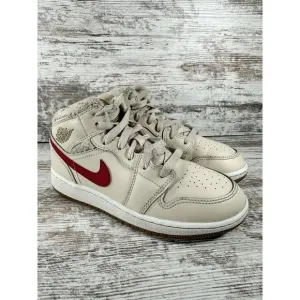 Youth Nike Air Jordan 1 Mid Fleece Pearl Sneakers Sz 3.5Y Athletic