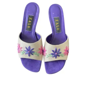 Zalo Women's Purple Floral Slide Sandals