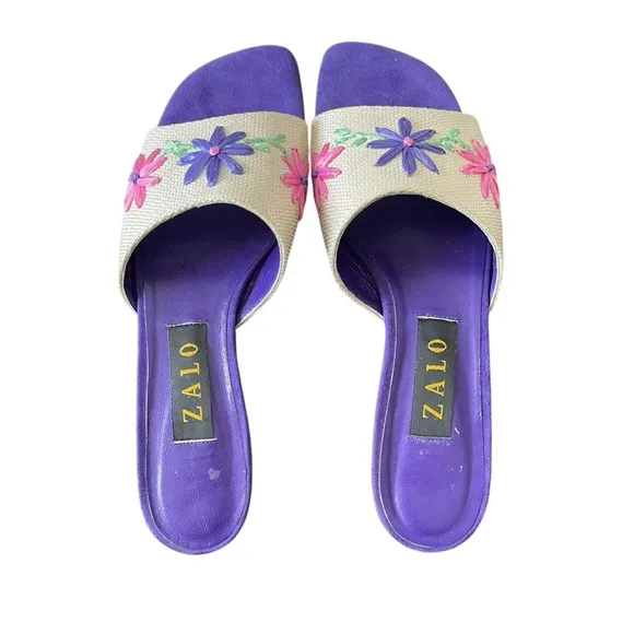 Zalo Women's Purple Floral Slide Sandals