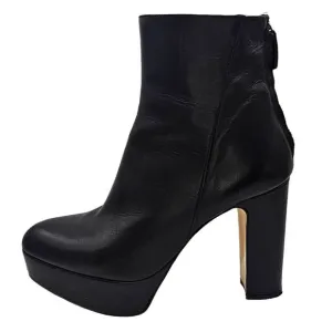 Zara Basic Collection Black Moto Chunky Platform Leather High Heel Ankle Boots
