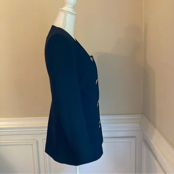 ZARA Black Double Breasted Collarless Scoop Neck Long Blazer Lady Jacket NWT