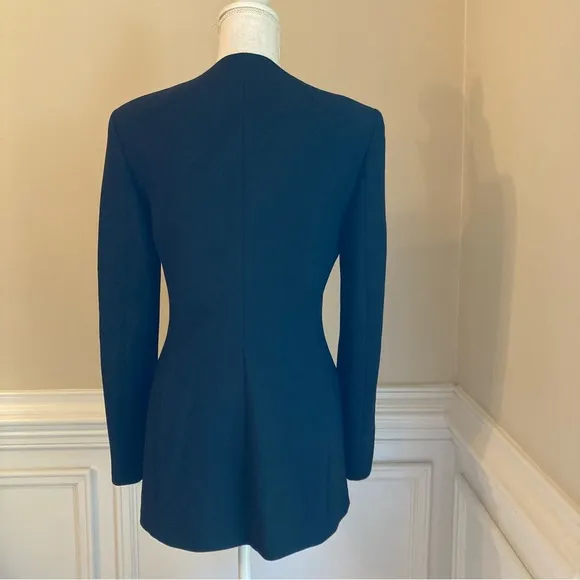 ZARA Black Double Breasted Collarless Scoop Neck Long Blazer Lady Jacket NWT