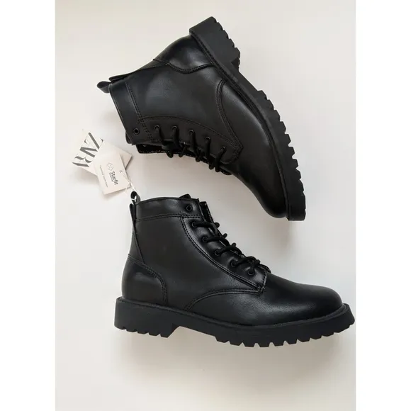 ZARA Black Lace up Boots Boy's Size 5