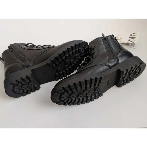 ZARA Black Lace up Boots Boy's Size 5