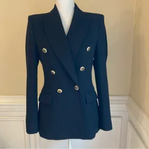 ZARA Black Structured Tailored Double Breasted Blazer Jacket