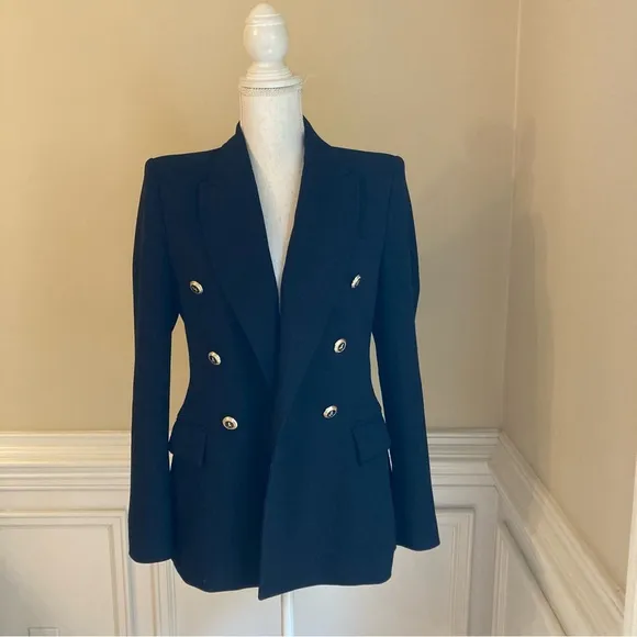 ZARA Black Structured Tailored Double Breasted Blazer Jacket