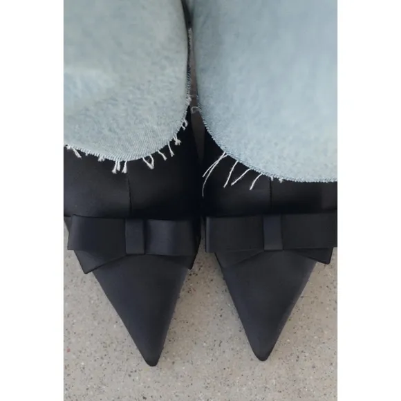 Zara Bow High-Heel Ankle Boots size 7.5