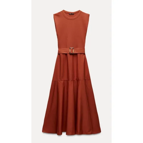Zara Combination Belted Dress Size S