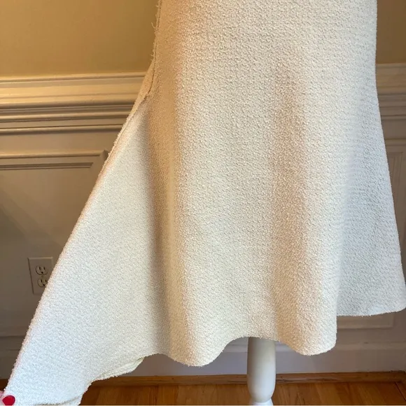 ZARA Cream Ecru Cotton Wool Tweed Asymmetrical Knee Length Skirt NWT